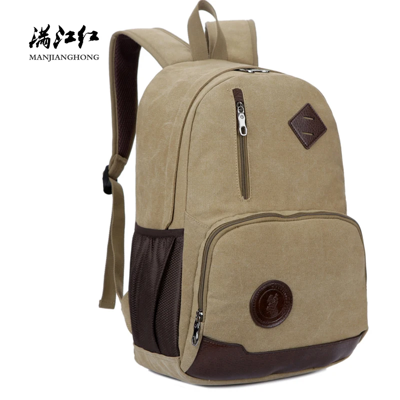 

Vintage Men Canvas Backpack School Bags For Teenager Boys Patchwork Leather Travel Backpacks Laptop Bag 15 Inch Backpack Male