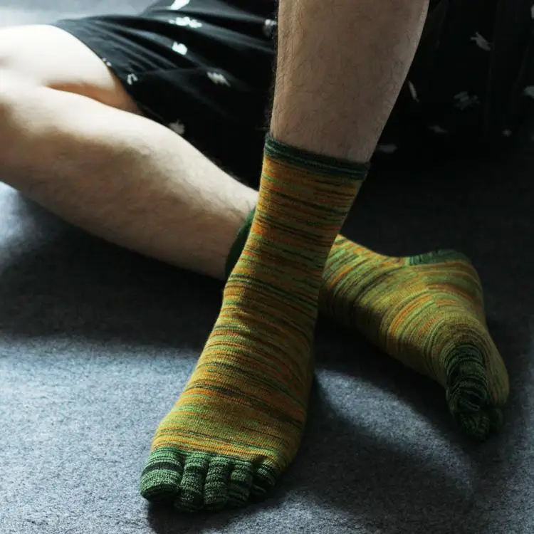 3 пары, мужские теплые носки с пятью пальцами, осенне-зимний утепленный хлопковый Цветной мужской носок, носки с лого команды - Цвет: 8