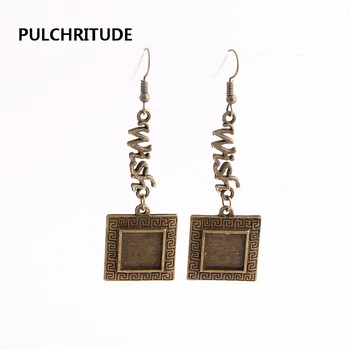 

PULCHRITUDE 12pcs/lot Metal Alloy Zinc Wish Charm Fit square 12.5mm Cabochon Set Pendant Drop Earing Jewelry Making C0824
