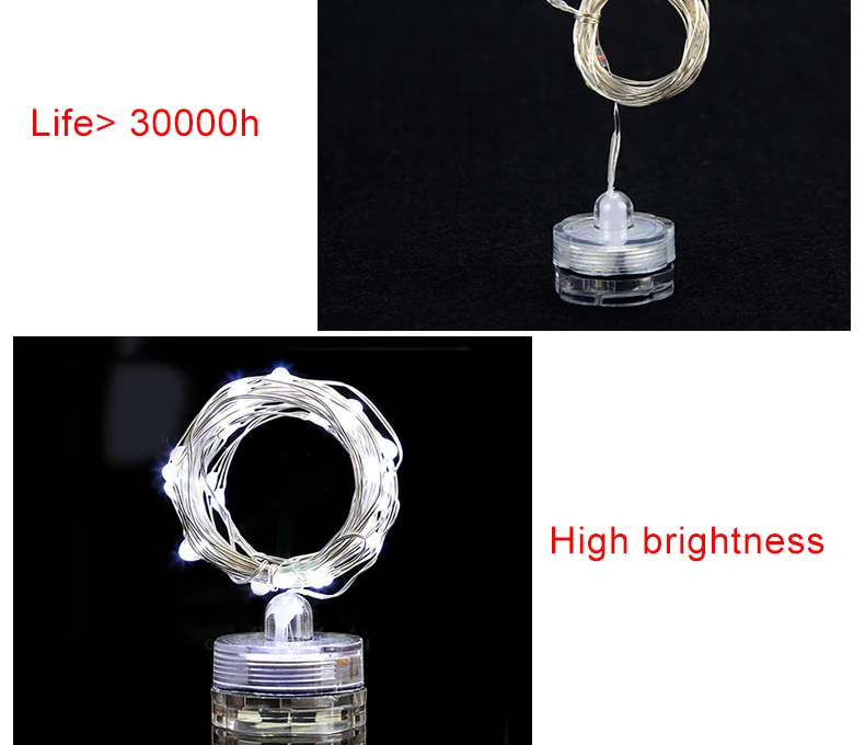Foxanon LED string Atmosphere Night Light Waterproof  2M Candle table lighting RGB DIY Decoration Wedding Christmas Silver wire05