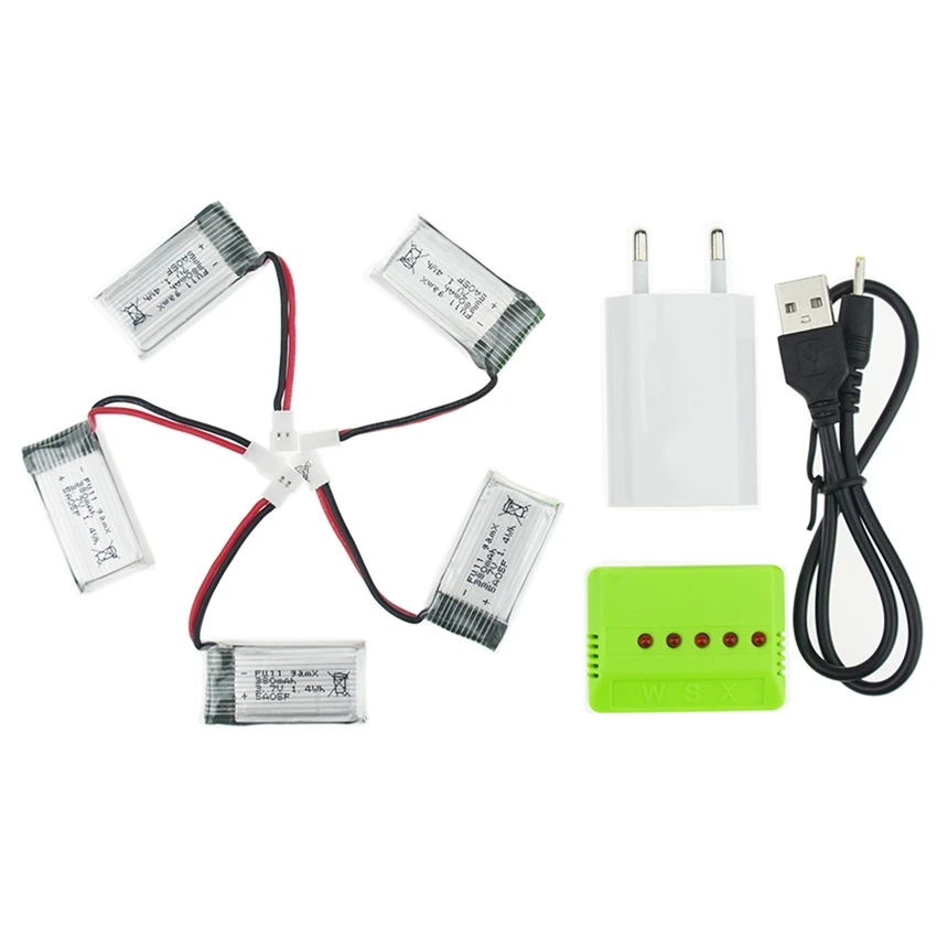 5 шт 3 7 V 380 mAh LiPo Батарея с X5 устройство ЕС plug комплект для Hubsan X4 H107 H107L H107D JD385 JD388