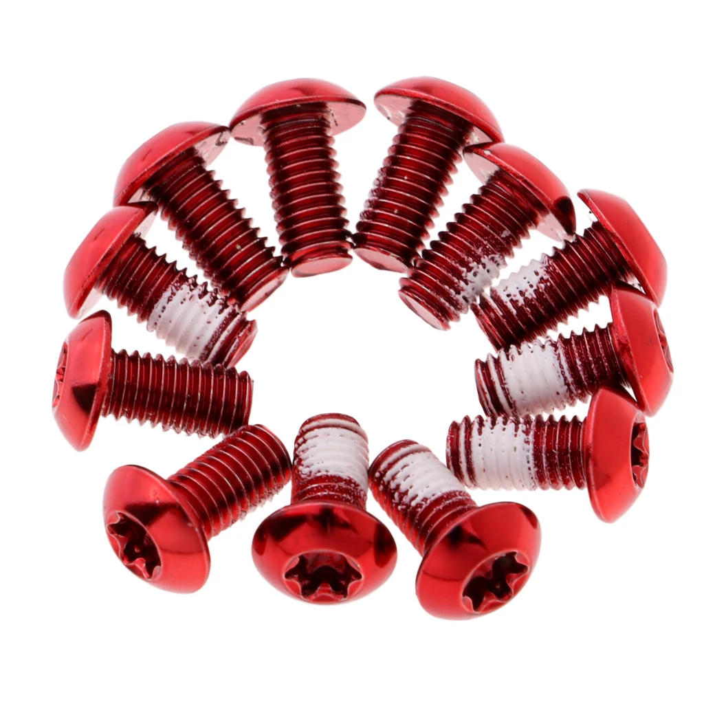 12 Pieces Bike MTB Bicycle Brake Rotor Disc Bolts Steel M5 x 10mm Screws Nuts T25 Cycle Repair Tool Equipment 8 Colors