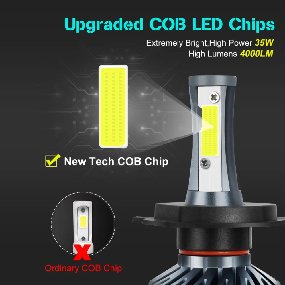 Lâmpada de Led para Motocicleta Farol de Milha Branca para Dirigir Moto 6000k Luz Motocicleta 12v h4 35w 4000lm hi lo 3 Computers & Electronics