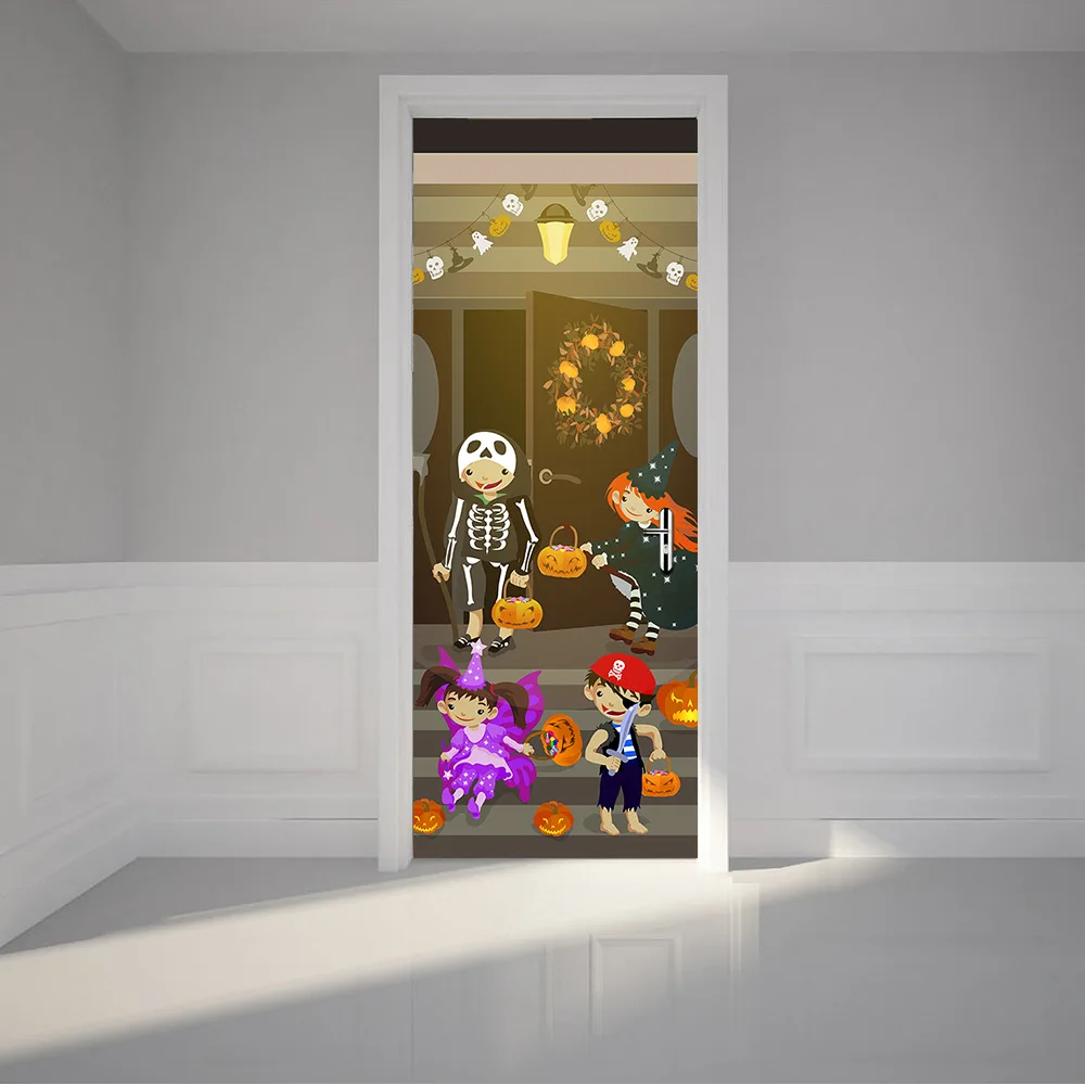 

funlife Halloween Party Door Sticker Pvc Water-proof Wall Posters for Living Room Bedroom Wall Art Home Decor Wall Sticker