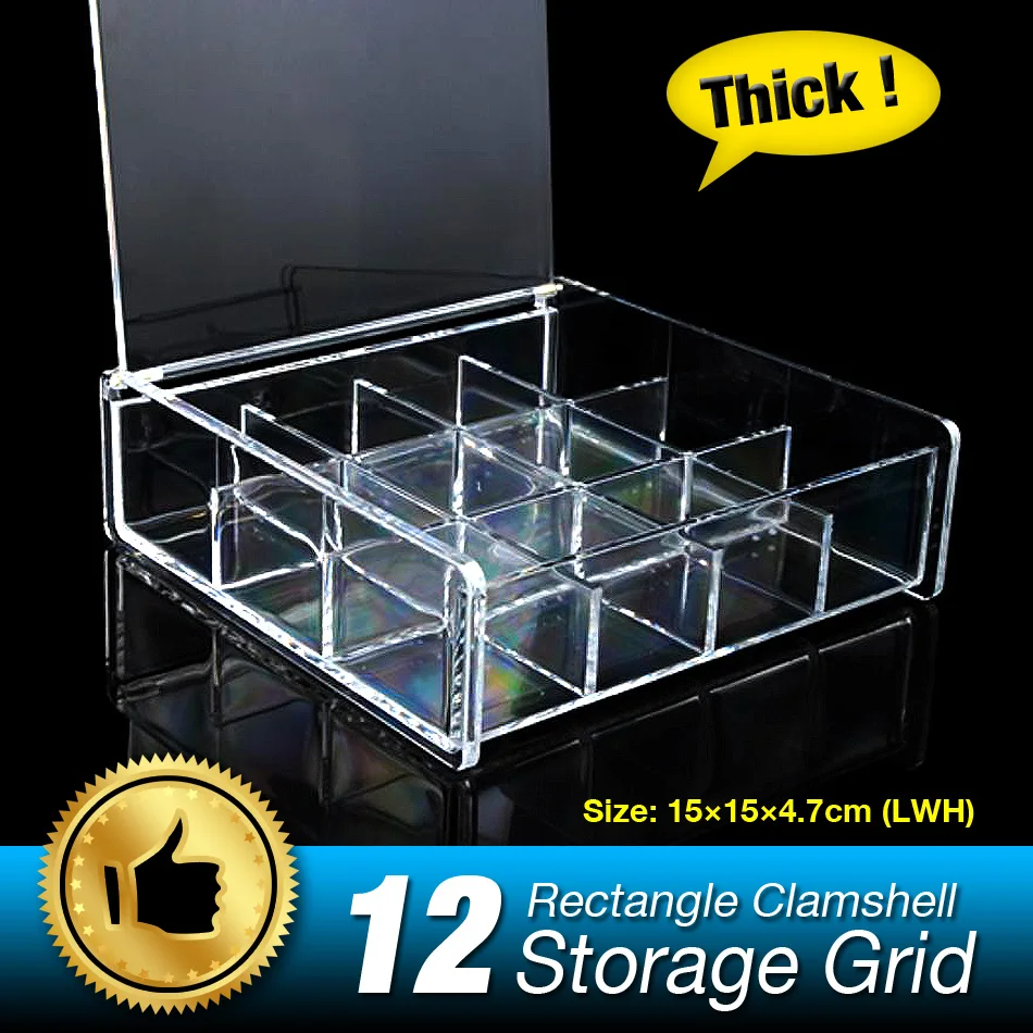 

Vanity Clear Acrylic Storage 12 Grids Cosmetic Organizer With Cover Makeup Lipstick Holder Jewelry Case Tray Bath