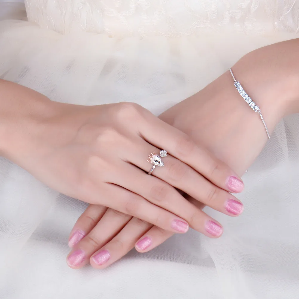 JewelryPalace модные череп король корона кубического циркония регулируемое Открытое