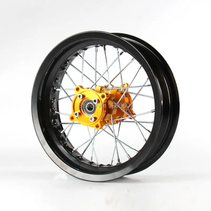 Диски для велосипеда ямы с отверстием 15 мм 2,50-12 дюймов и 3,00x12 дюймов переднее и заднее колесо с золотым ЧПУ для KTM CRF dirt bike