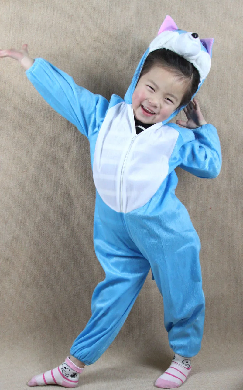 Children Pyjamas Cartoon Blue Cat Animal Chicken Cosplay Costume