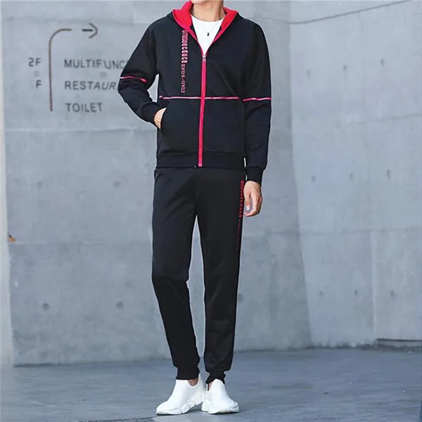 Rlyaeiz Новый 2017 демисезонный комплект из двух предметов для мужчин спортивные костюмы на молнии толстовки с капюшоном + брюки для девоче