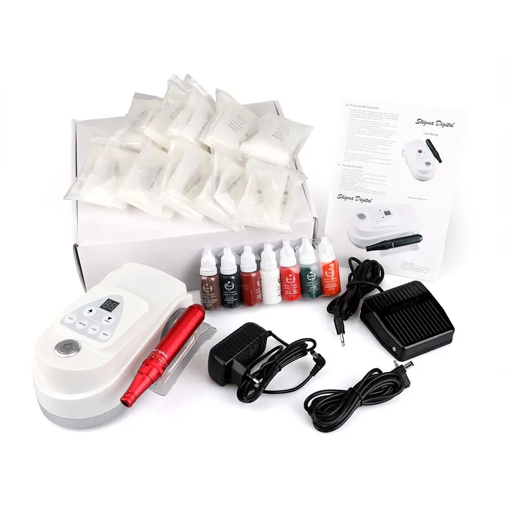 

Permanent Makeup Machine Complete Tattoo kits for Tattoo Eyebrow Pen Eyebrow Lips Digital Tattoo Power Supply With 50Pcs Needles