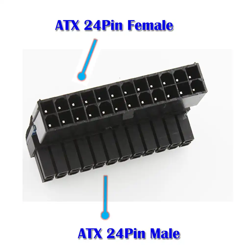 ATX 24Pin Atx 90 degree 24 pin to 24pin Power Plug Adapter Mainboard ...