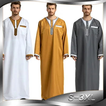 

2019 new summer fashion style muslim men plus size long jubba thobe S-3XL