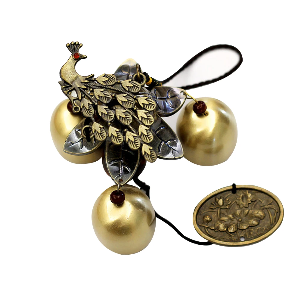 

Feng Shui Lucky Peacock Bronze Color Temple 3 Bells Windchimes W3006