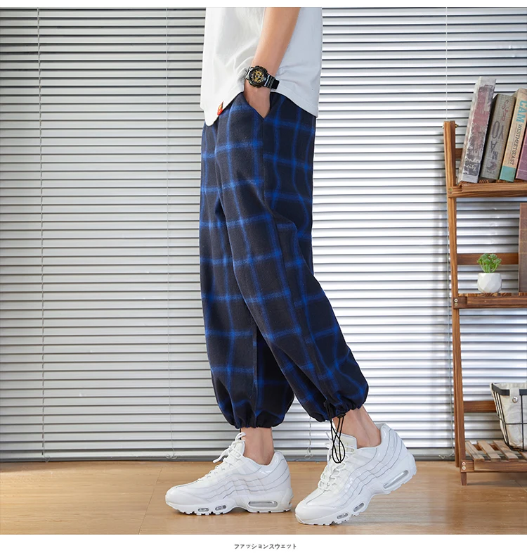 2019 решетчатые синие мужские корейские легкие летние брюки для отдыха высокого качества, мужские брюки, Мужская одежда, брюки A009