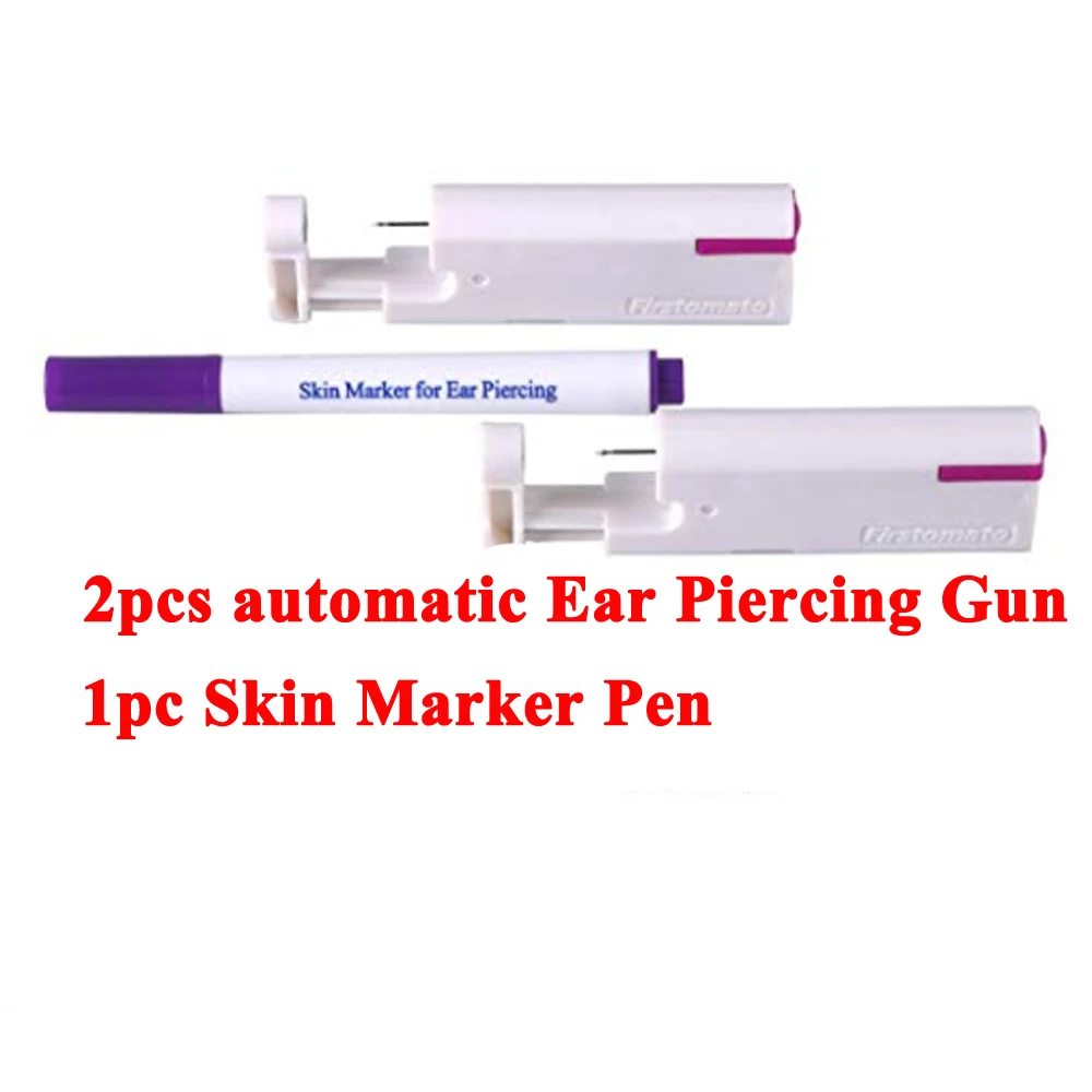 2PCS Ear Nail Gun Disposable Aseptic Household Ear Piercing Gun Portable Ear Piercing Gun Group Sterilized Ear Piercing Unit