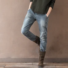 Повседневные джинсы джинсовые шаровары для женщин с эластичным поясом Капри Новая мода весна осень отбеленные плюс размер хлопок 98% xzh0801