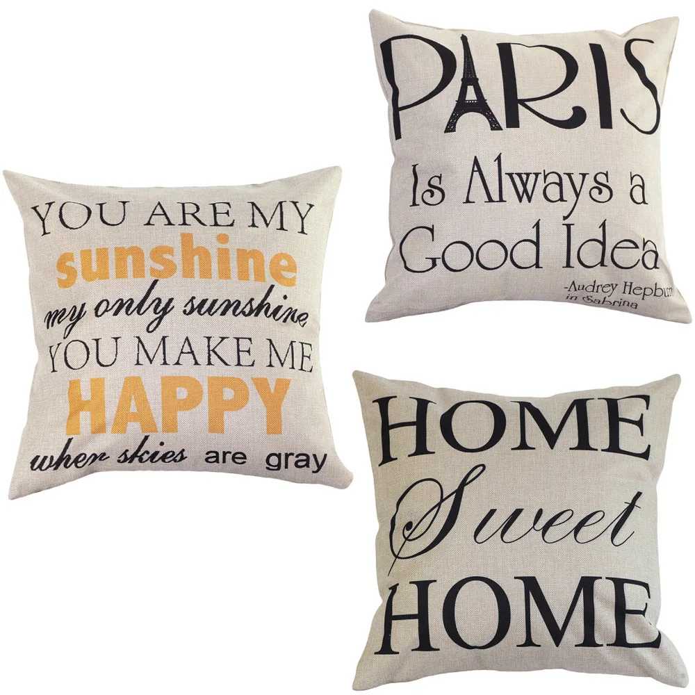 Hot 3 Types English Words Pattern Pillowcase Soft Pillow Cases