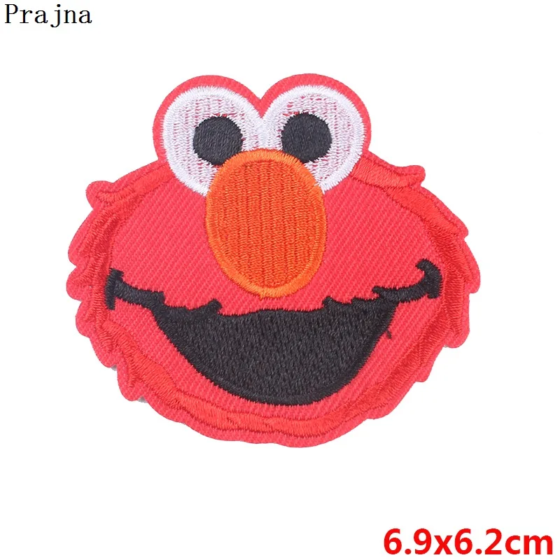 Prajna Sesame Street Elmo Patches Iron-On Embroidered Patch Cute Monkeys Accessories For Clothing DIY Stickers On Kids T-shirt