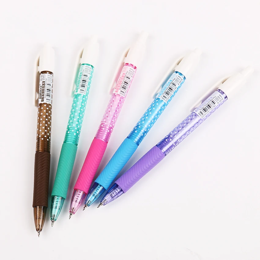 1 шт., шариковая ручка карамельного цвета в горошек, кавайная ручка для школьных офисных принадлежностей, синие чернила для письма