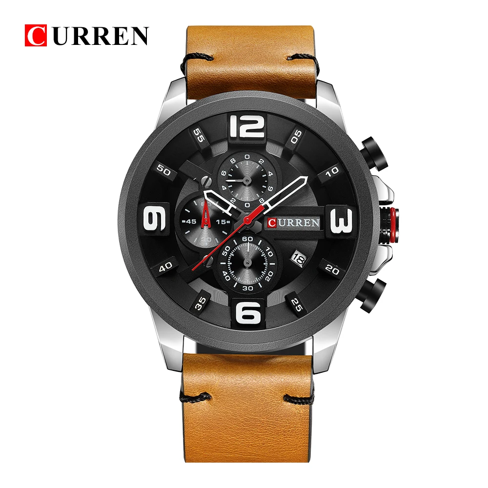 CURREN 8288 Топ Элитный бренд для мужчин часы спортивные кварцевые часы человек кожа армии Военная Униформа наручные Relogio Masculino подарки