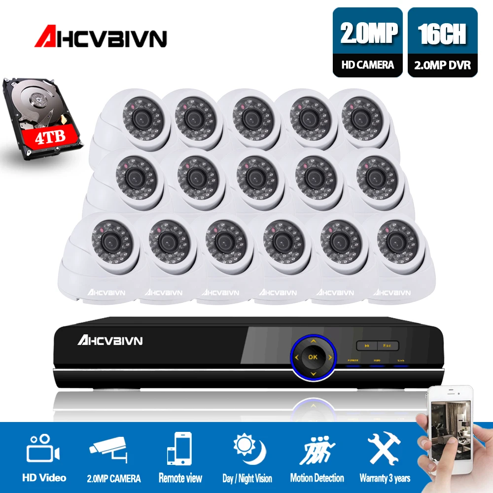 AHCVBIVN 16CH CCTV System Kit AHD DVR Dome indoor 2.0mp hd Kameras mit IR CUT Home Surveillance System 16 Kanal DVR Kit AHCVBIVN 16CH CCTV System Kit AHD DVR Dome indoor 2.0mp hd Kameras mit IR CUT Home Surveillance System 16 Kanal DVR Kit