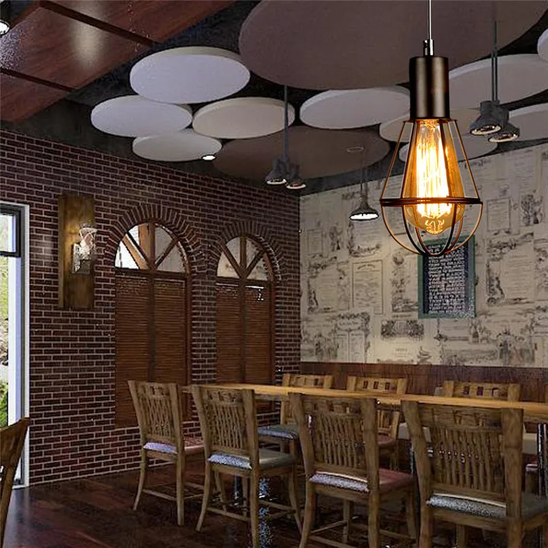 

E27 Industrial Vintage Style Pendant Birdcage Shape Hanging Pendant Light for Living Room Dining Room Bedroom Cafes Store