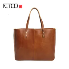 AETOO ретро кожаная женская сумка новая сумка на плечо Повседневная Большая вместительная женская сумка из воловьей кожи