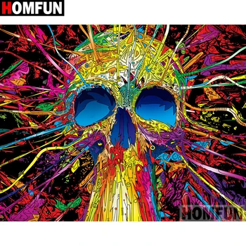 

HOMFUN Full Square/Round Drill 5D DIY Diamond Painting "Colored skull" 3D Embroidery Cross Stitch 5D Home Decor A16097