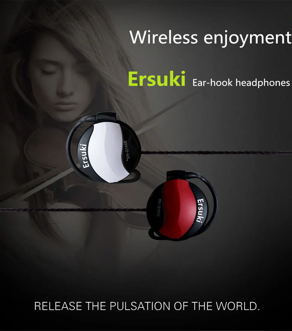 Ersuki Q140s спортивные наушники, наушники для бега с защитой от пота, стерео бас, музыкальная гарнитура для всех мобильных телефонов, высококачественные басы
