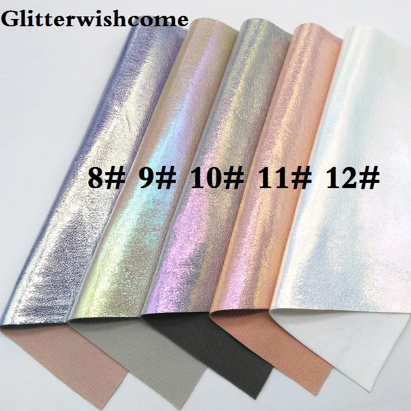 Glitterwishcome 21X29 см А4 Размер синтетическая кожа, переливчатая Радуга металлик искусственный из искусственной кожи Ткань Винил для бантов, GM072A