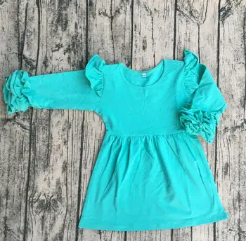 

2017 Kids Girls Causal Party Dance Baby Princess Pattern Flutter Sleeves Solid Color Icing Dress