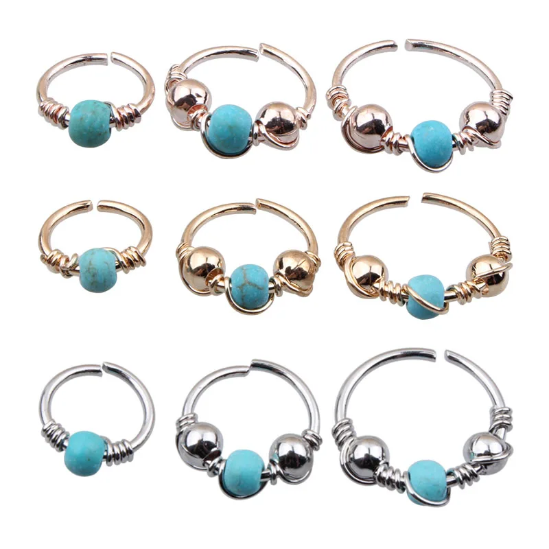 

Blue Stone Hoops Helix Piercing Ear Cartilage Surgical Steel Septum Clickers Nose Ring Nipple Lip Tragus Daith Migraine Piercing