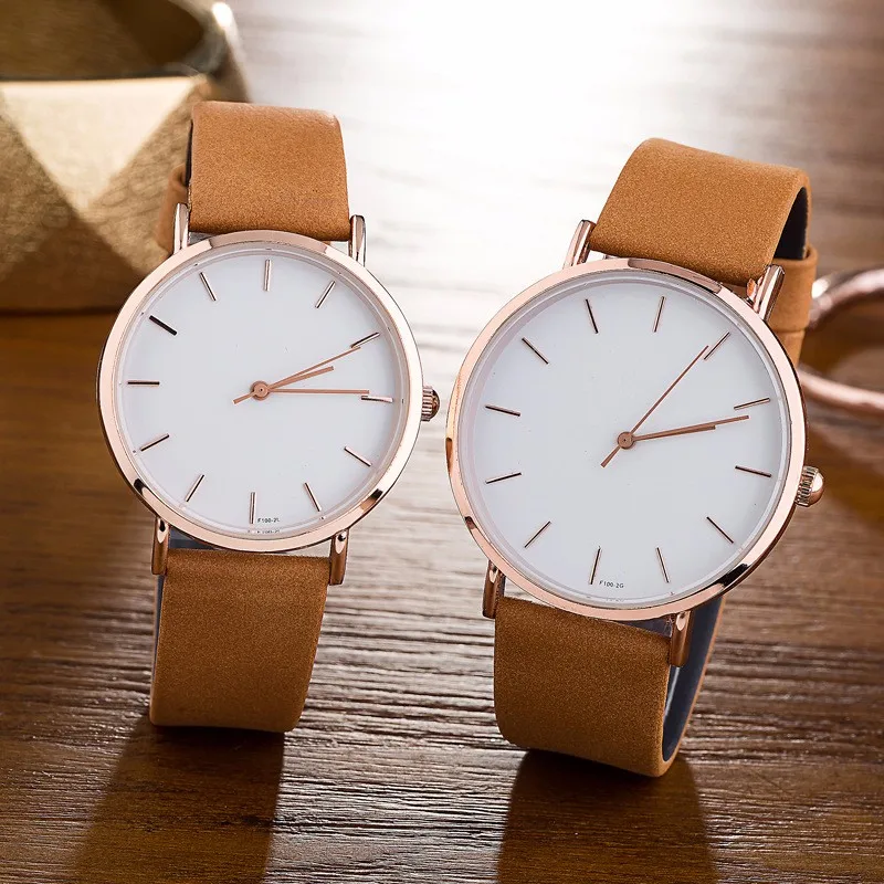 Элитный бренд Простой лицо наручные часы для обувь для мужчин и женщин модные тонкий кожаный кварц-часы пара любитель часы