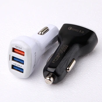 Quick Charge 3.0 USB Car Fast Charger 2.4A 3 Ports Power Adapter Plug for Samsung Galaxy, iPhone, iPad, Google Pixel,Tablet