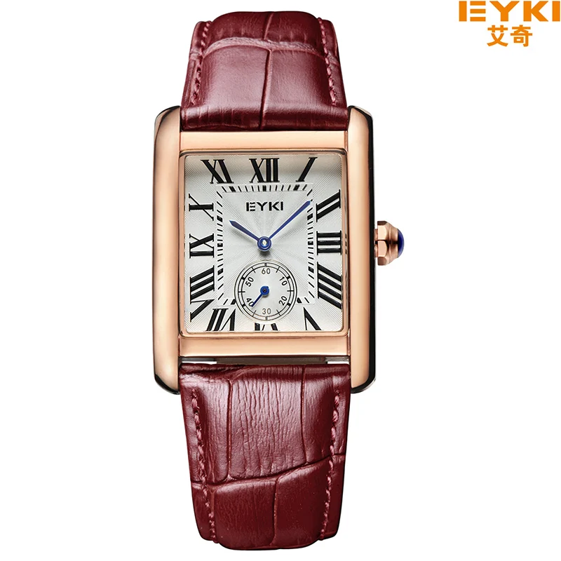 

Eyki Brand Couple Tables Lovers Watch Formal Leather Strap Square Dial Waterproof Quartz Watch Women Clock Wrist Watches For Men