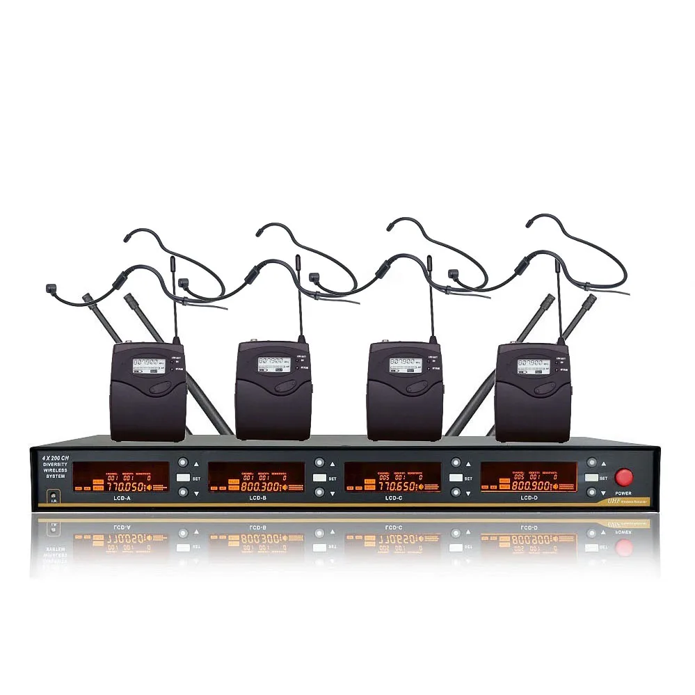 black headset mic Bolymic Professional 4 Каналы uhf беспроводной ручной микрофоны системы этап гарнитура конденсаторный микрофон для школы, встречи - Цвет: black headset mic