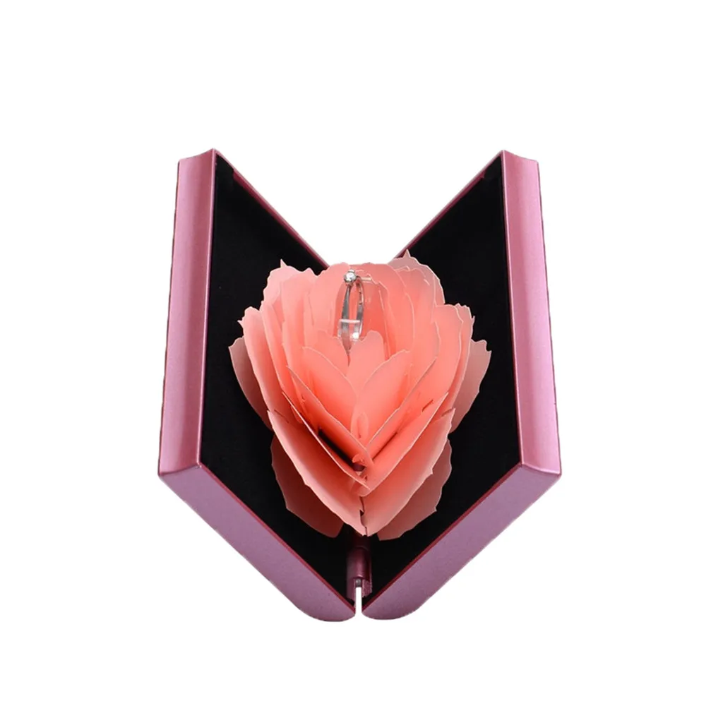 HSU 3D Pop Up Rose Ring Box Свадебные обручальные ювелирные изделия держатель для хранения Чехол сумка для хранения багажа Органайзер Лидер продаж