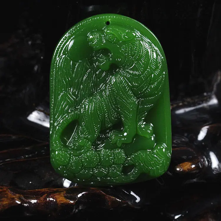 

Natural Green Hand-carved Chinese Hetian Tiger Pendant + Rope Necklace