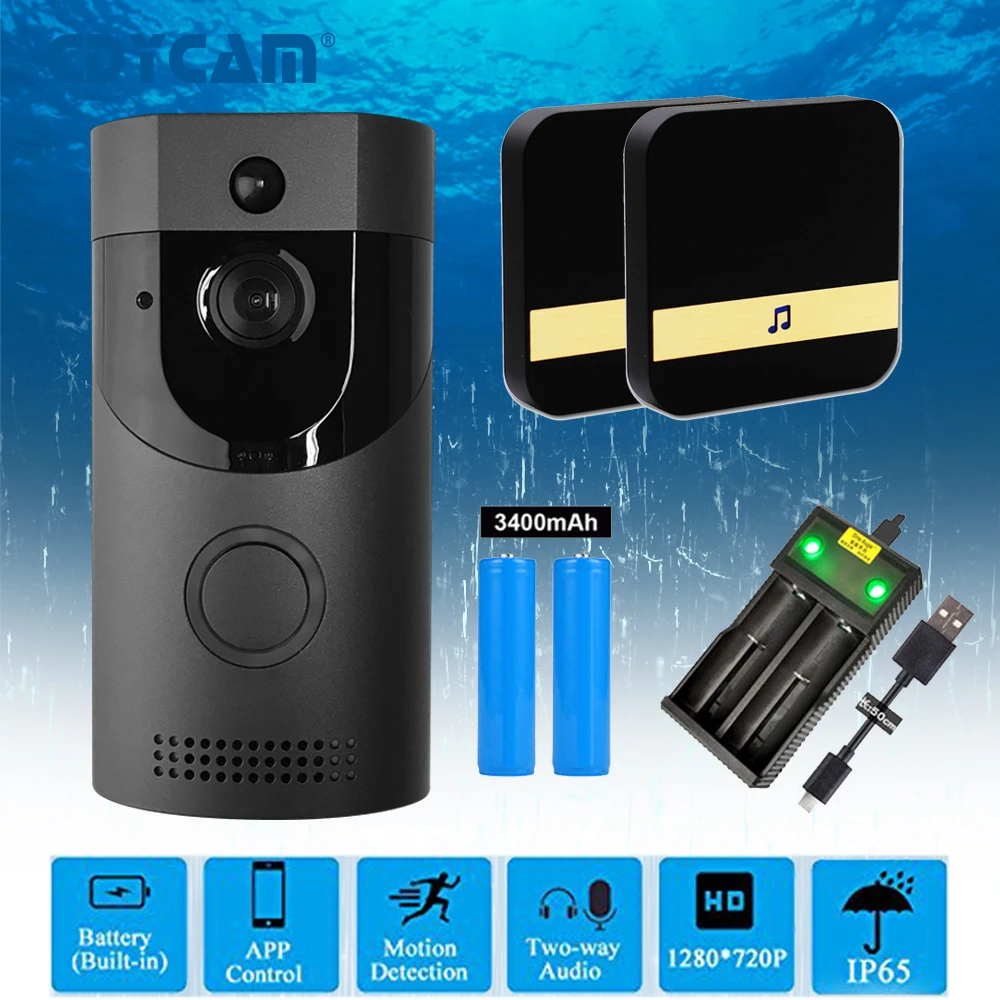 

Cdycam Video Intercom Waterproof 720P HD Wireless WiFi Video Doorbell IR Camera Night Vision Two-Way Audio Battery Doorbell