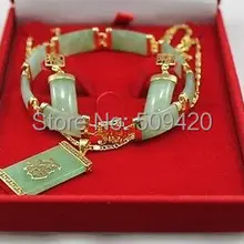 jewe AAA Новое желтое золото зеленый нефрит новое ожерелье браслет серьги