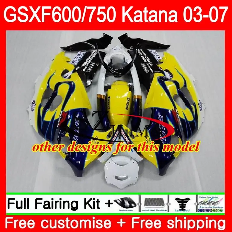 Корпус для Suzuki Katana GSX750F цвет синий, черный; Большие размеры 34–43 GSXF 750600 34SH6 GSXF600 03 04 05 06 07 GSXF750 2003 2004 2005 2006 2007 обтекатели