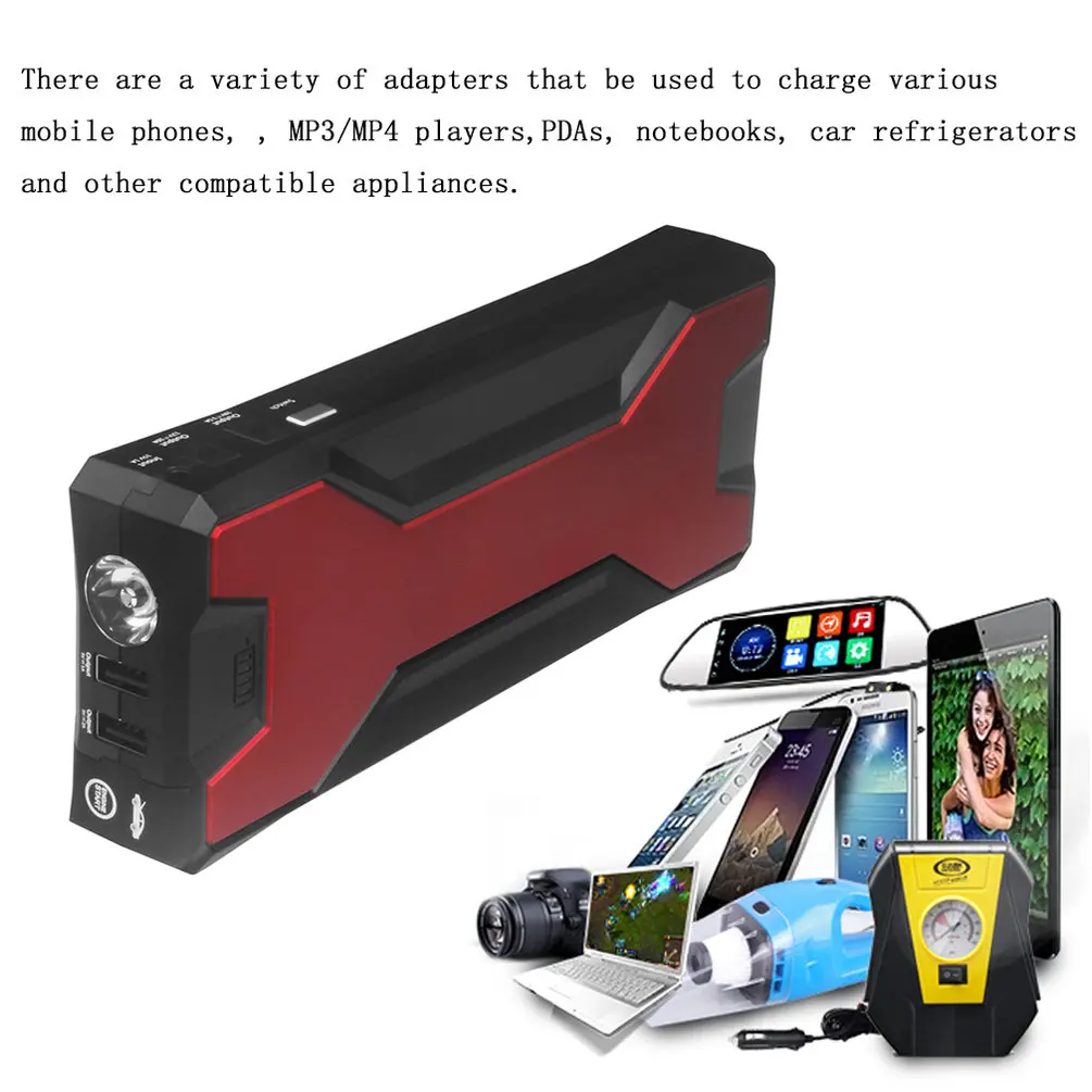 

18000mAh Car Battery Charger Pack Jump Starter Multi Function Auto Emergency Power Bank for Starting Car (Black & Red )