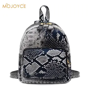 

Fashion Snake Print Women Backpack PU Leather School Travel Small Knapsack Women Leather Shoulder Top-handle Bags Dropshipping