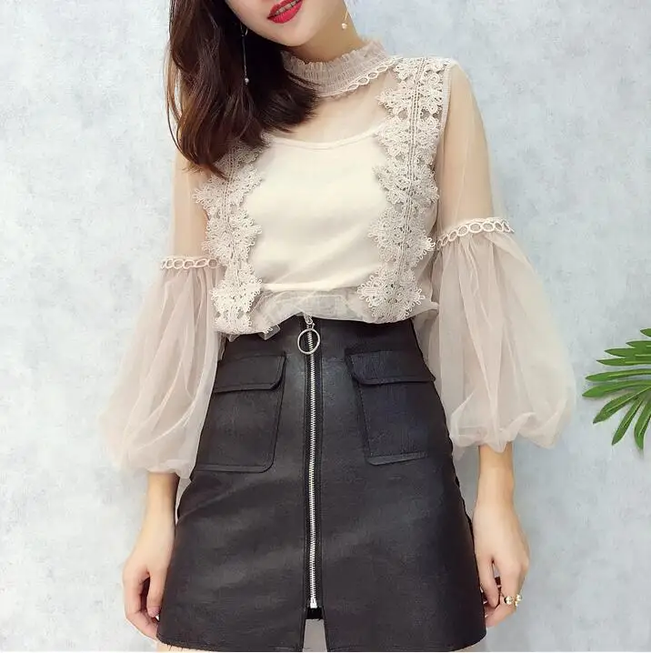 Missoov moda camisas весенне-осенняя стильная блузка женские милые топы сетчатые