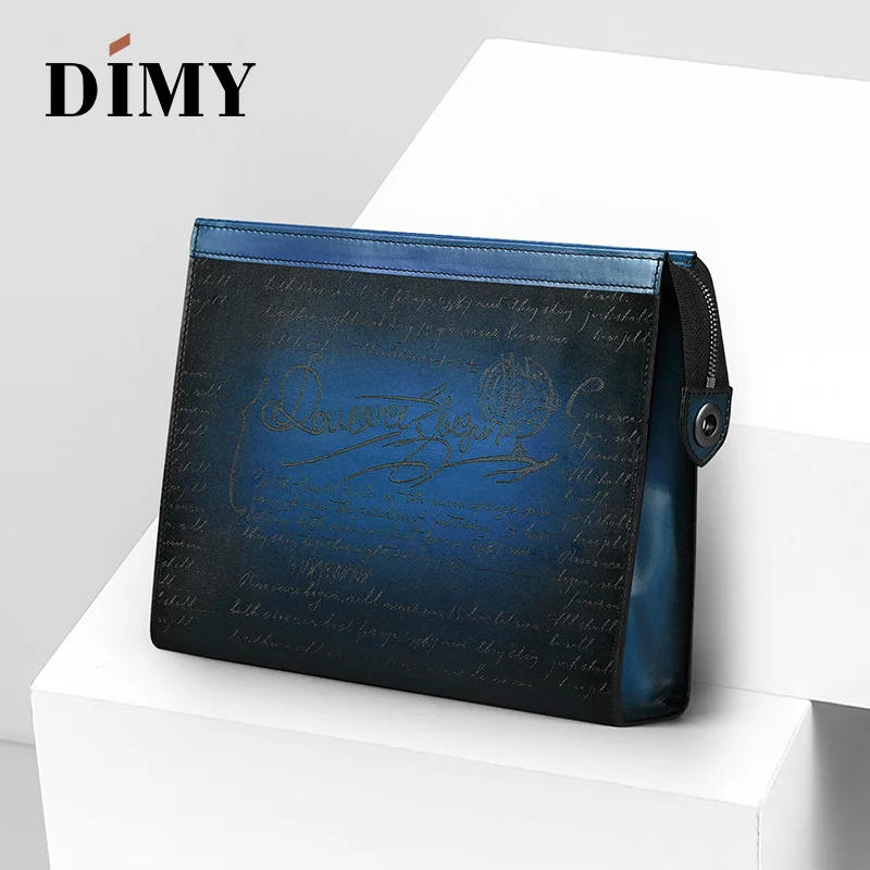 Вместительный итальянский клатч DIMY из телячьей кожи для мужчин бумажники