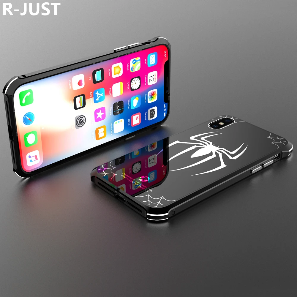 

R-JUST For iPhone X Case Cover Luxury Slim Protective Hard Metal Aluminum Acrylic Back Armor Phone Case for iPhone 10 Back Cover