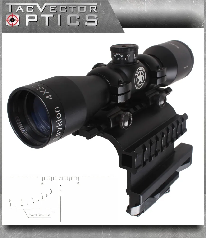 Тактическая оптика Vector Optics 4x32 мм дальний прицел для винтовки с креплением QD