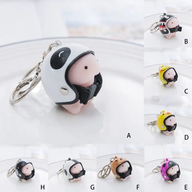 

Helmet Cute Keychain Keyring Collection Phone Strap Cure Decor Gift Dingding Squishy Reliever Prank Funny Toy Creative Keychain