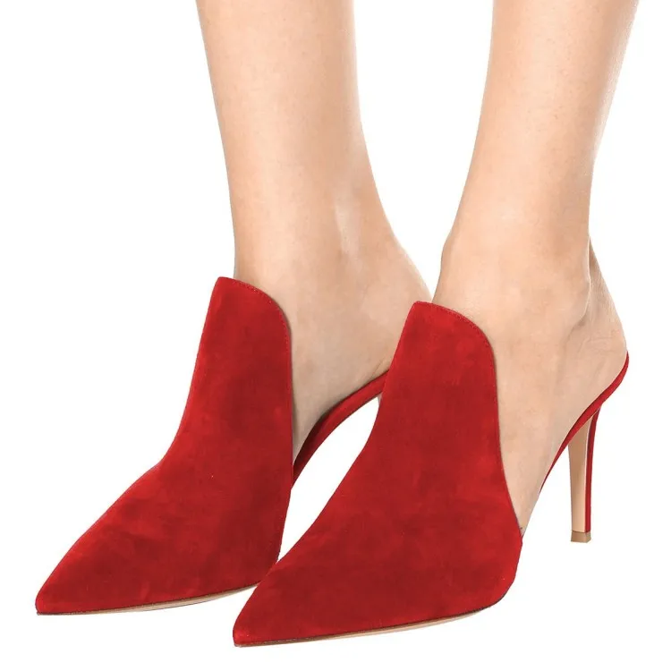 MStacchi/ г. летние пикантные туфли с острым носком, блестящие красные туфли на шпильке женские сабо, женская обувь на высоком каблуке, обувь на заказ
