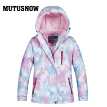 MUTUSNOW/детская Лыжная куртка; зимняя детская ветрозащитная Водонепроницаемая Супер Теплая Лыжная одежда; зимнее пальто для девочек; зимняя куртка для сноуборда-30